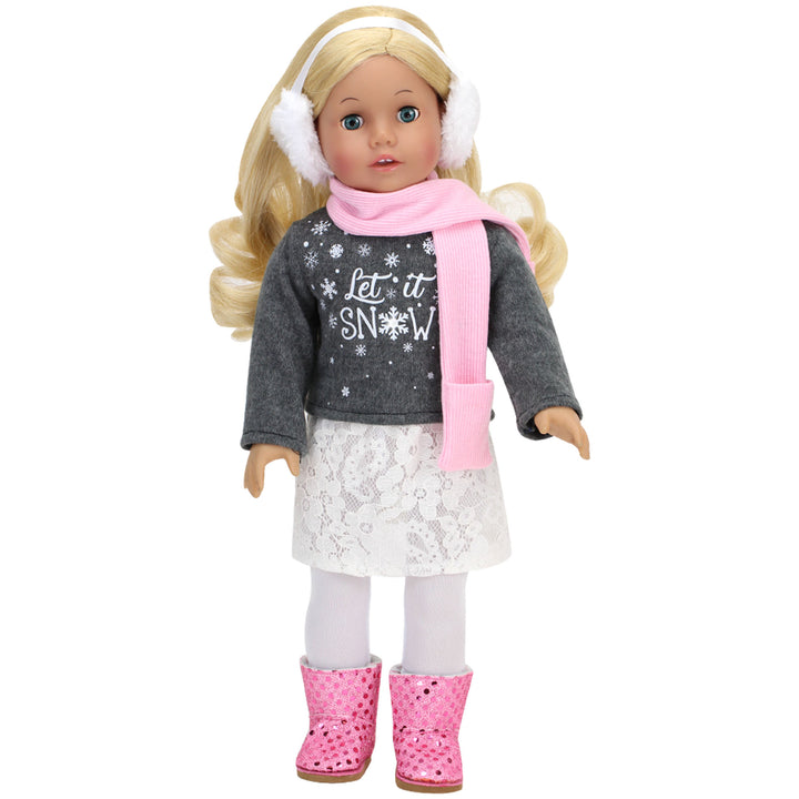 Sophia's 6 Piece 'Let it Snow' Sweater and Skirt Outfit Set for 18'' Dolls