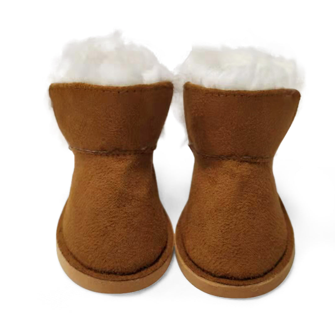 Sophia's Mini Suede Winter Boots with Faux faux fur Trim for 18" Dolls, Cognac Brown