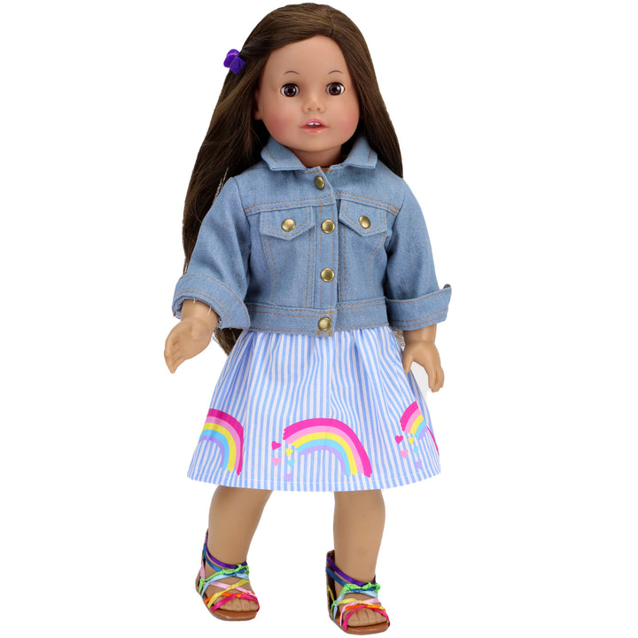 Sophia's - 18" Doll - Rainbow Stripe Skirt & Tank - White