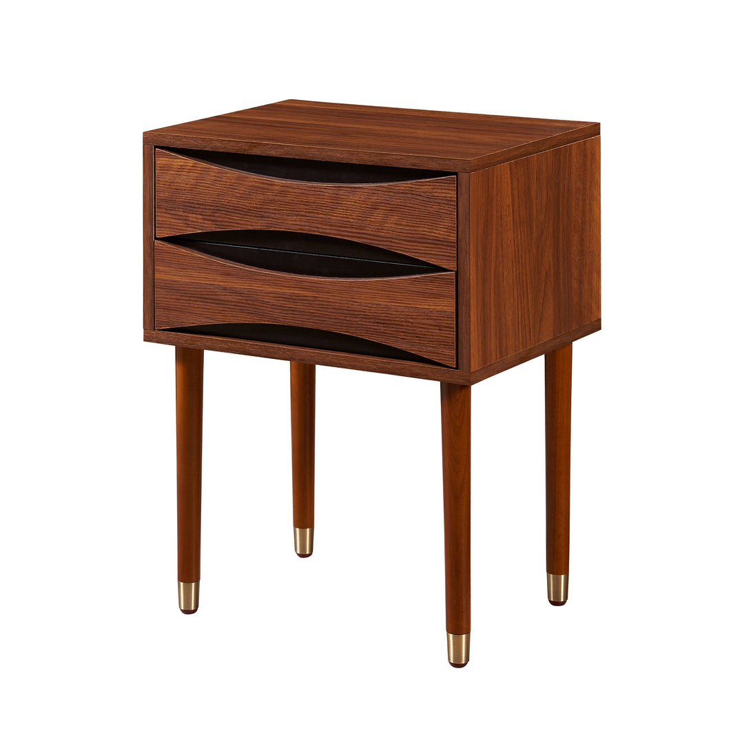 Teamson Home Dawson Modern Wooden Side Table with Storage, Walnut