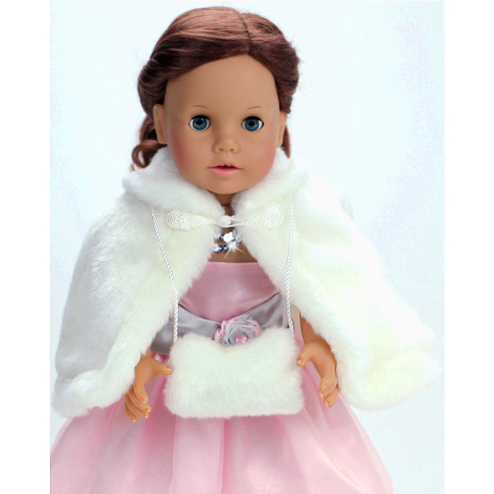 Sophia’s Fancy Special Occasion Winter Faux Fur Capelet & Matching Purse Accessory for 18” Dolls, White