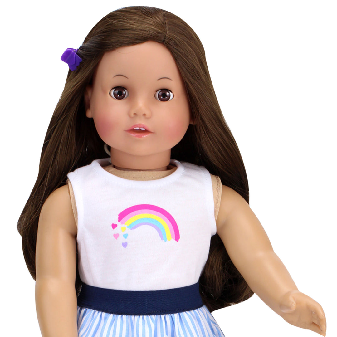 Sophia's - 18" Doll - Rainbow Stripe Skirt & Tank - White