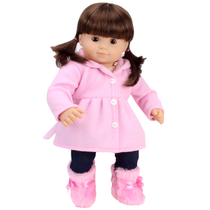 Sophia's Winter Coat, Hat and Boots Set for 15'' Dolls, Light Pink