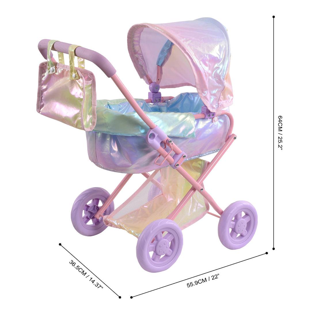 Olivia’s Little World Magical Dreamland Deluxe Baby Doll Stroller and Carrier, Iridescent