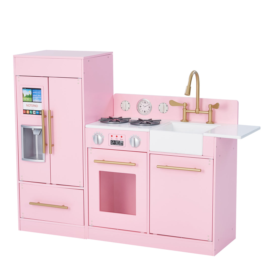 Teamson Kids Little Chef Chelsea Play Kitchen & Refrigerator Set, Pink