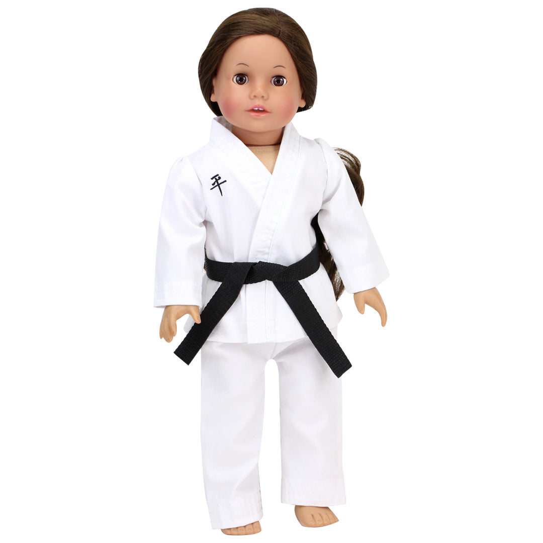 Sophia’s Gender-Neutral Judo Tae Kwon Do Karate Martial Arts Gi Uniform with White, Purple, & Black Belts for 18” Dolls, White