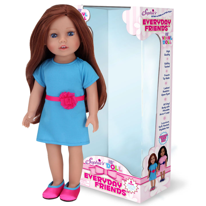 Sophia's Posable 18" All Vinyl Auburn Hair Doll "Hailey" with Blue Eyes