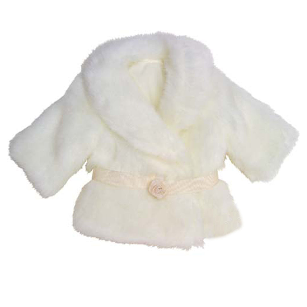 Sophia's Faux faux fur Dress Coat with Large Collar and Sash Closure for 18" Dolls, Ivory