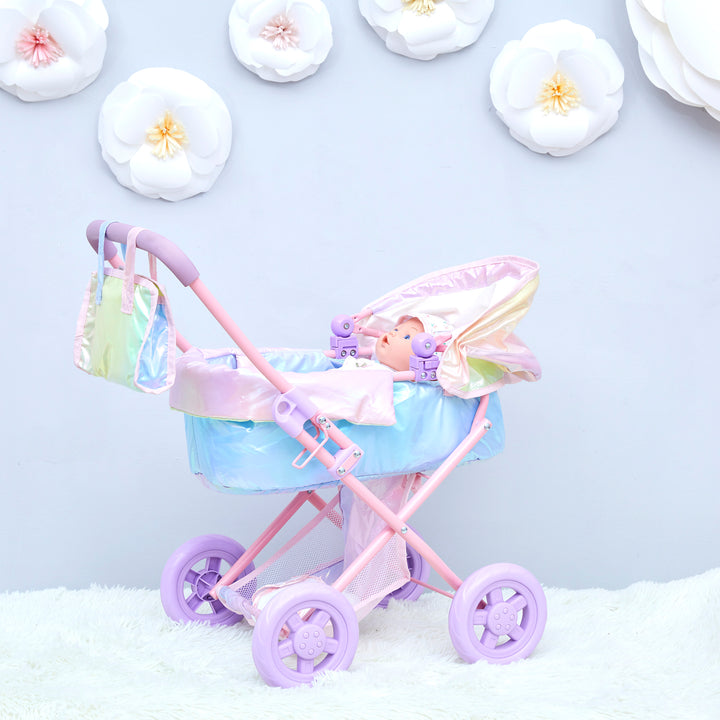 Olivia’s Little World Magical Dreamland Deluxe Baby Doll Stroller and Carrier, Iridescent