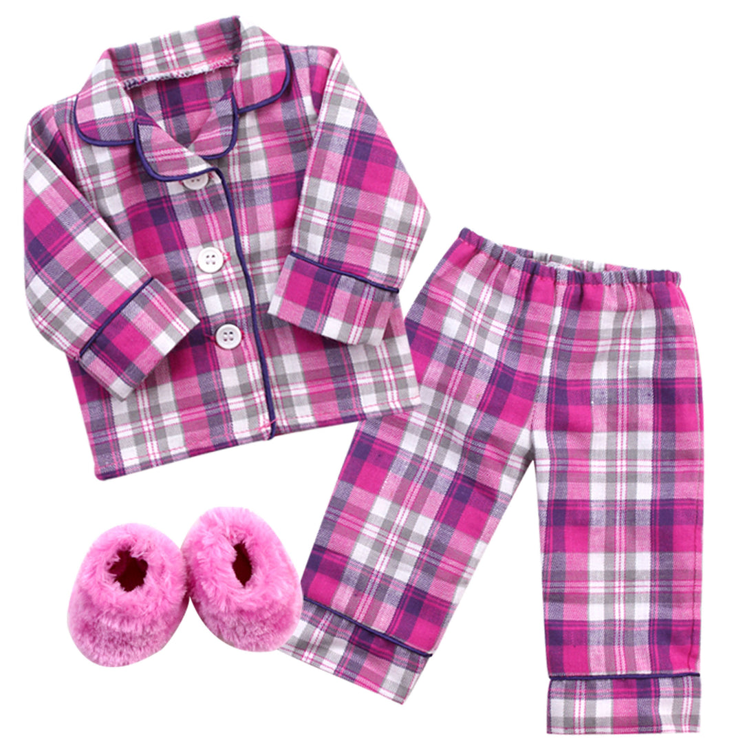 Sophia's Flannel Pajama & Slippers Set for 18'' Dolls, Pink