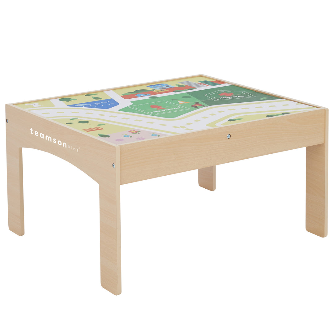 A view of the fully-illustrated table with roads, parks, etc.