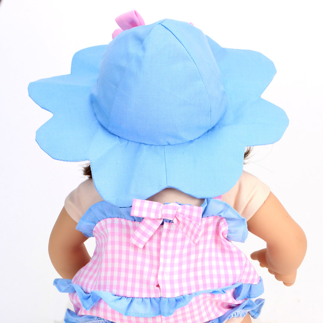 Sophia's - 15" Doll - Gingham Romper & Hat - Light Pink