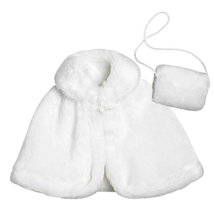 Sophia’s Fancy Special Occasion Winter Faux Fur Capelet & Matching Purse Accessory for 18” Dolls, White