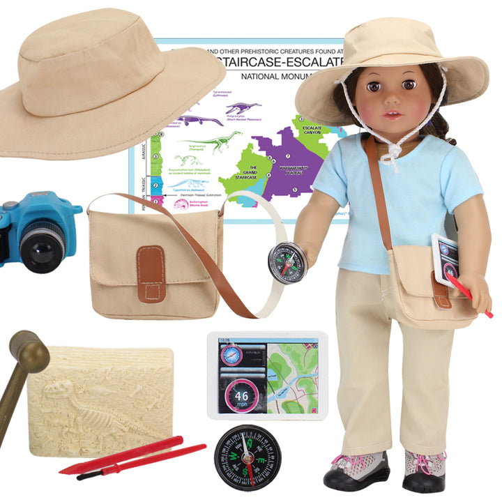 Sophia's - 18" Doll - 10 pcs Smithsonian Paleontologist Set - Tan