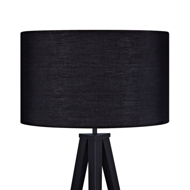 Teamson Home Romanza 60" Postmodern Tripod Floor Lamp with Drum Shade, Matte Black versatile tripod floor lamp with a large drum shade.