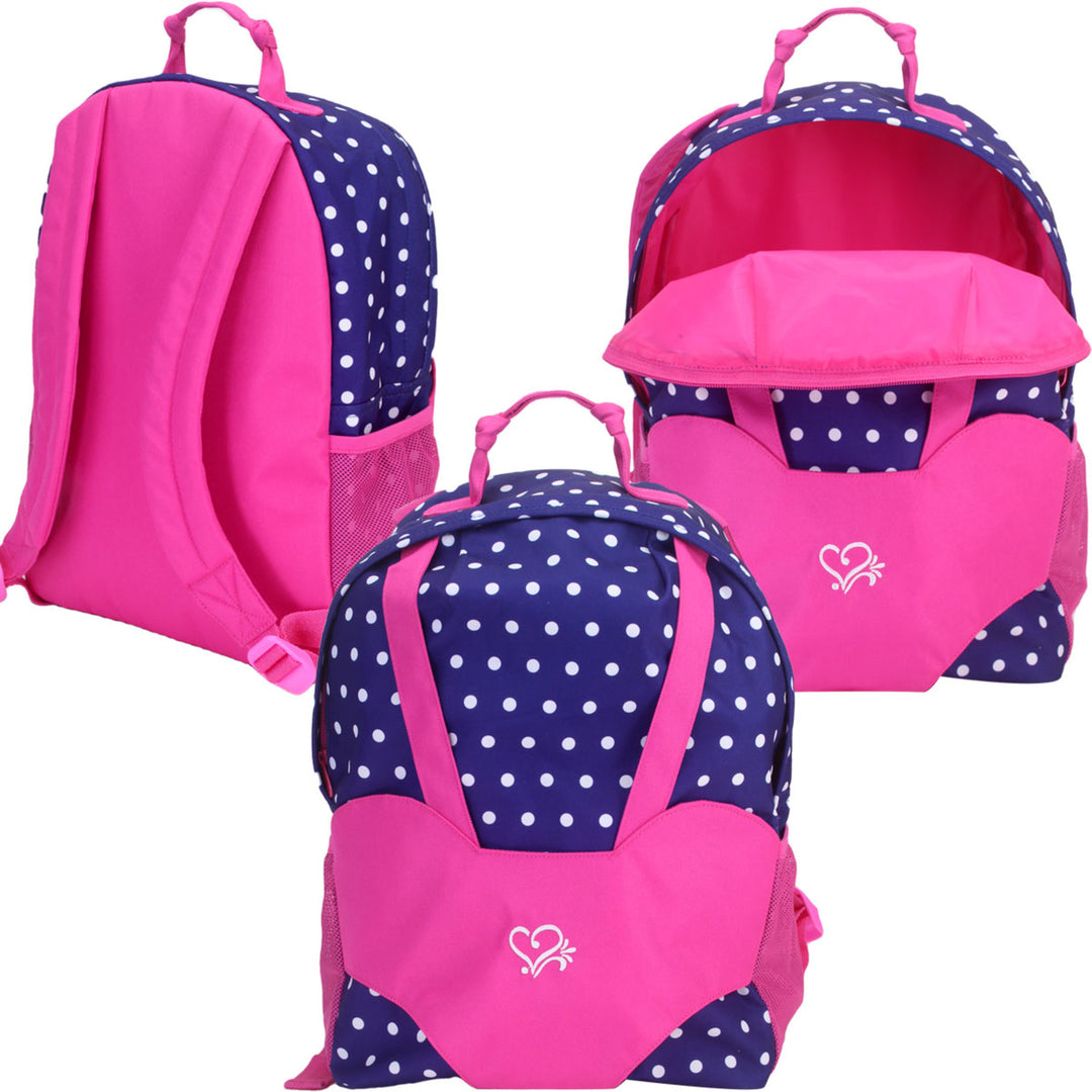 Sophia's - 18" Doll - Polka Dot Doll Carrier Backpack - Navy