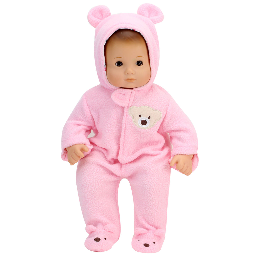 Sophia's - 15" Doll - Fleece Bear Hooded Snowsuit - Light Pink