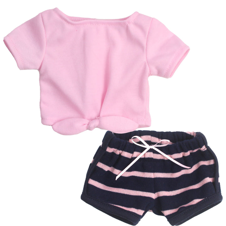 Sophia's - 18" Doll - Textured Stripe Shorts & Pink Front Tie T