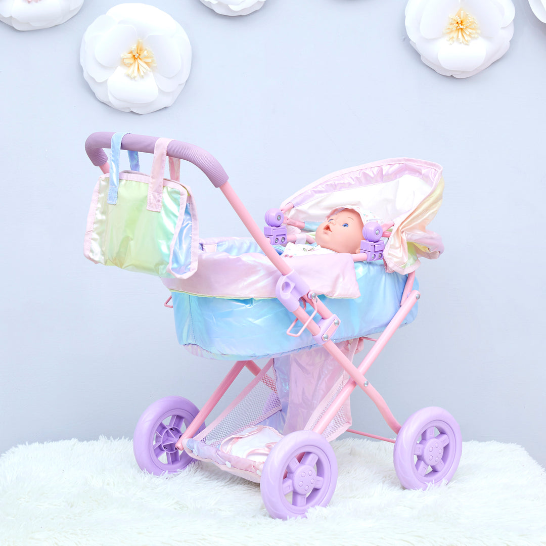 Olivia’s Little World Magical Dreamland Deluxe Baby Doll Stroller and Carrier, Iridescent