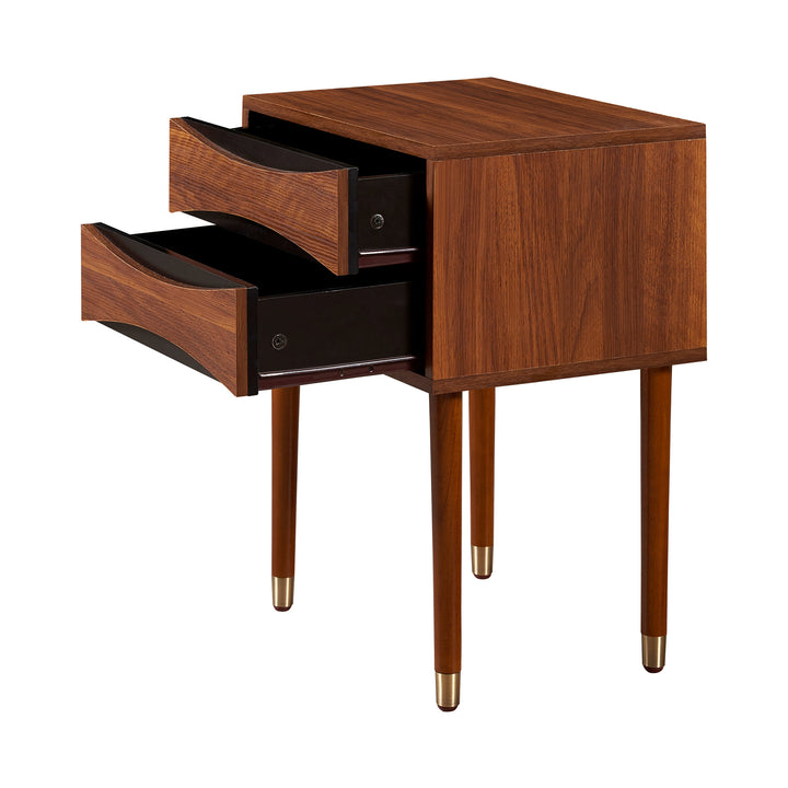 Teamson Home Dawson Modern Wooden Side Table with Storage, Walnut