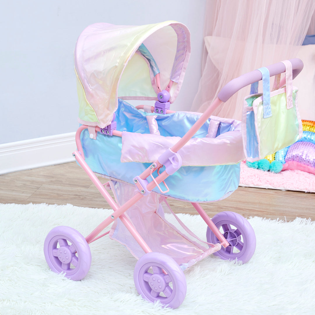 Olivia’s Little World Magical Dreamland Deluxe Baby Doll Stroller and Carrier, Iridescent