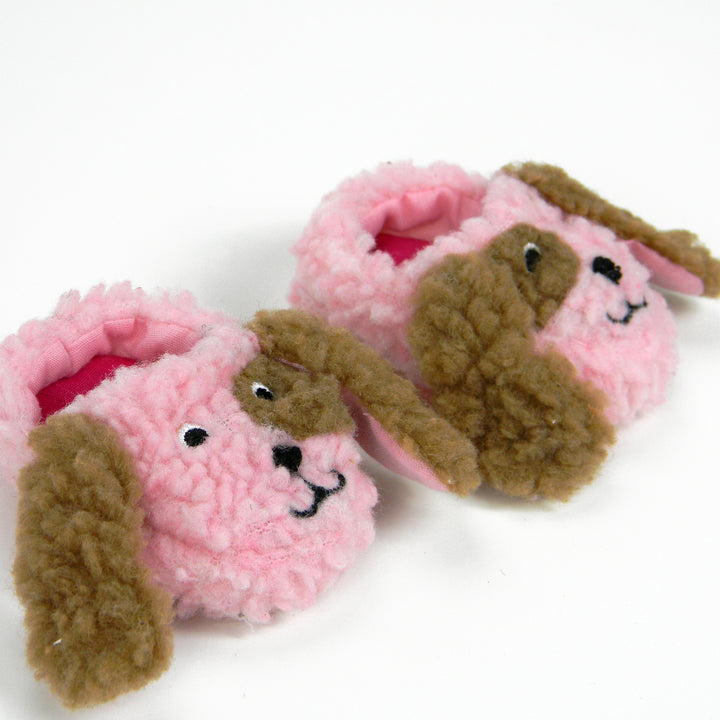 Sophia's Sherpa Puppy Dog Face Slippers for 18" Dolls, Pink/Brown