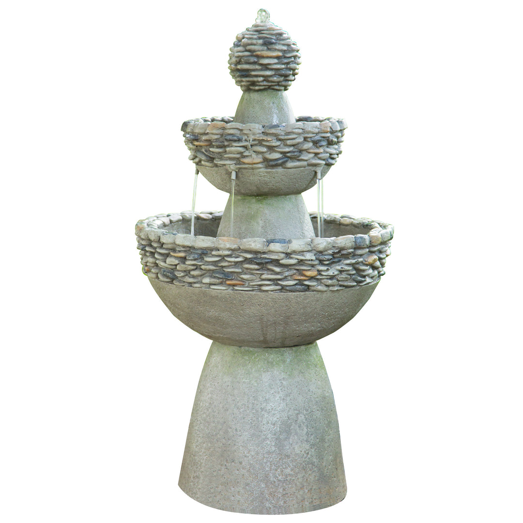 Teamson Home Outdoor 3-Tier Pedestal Floor Fountain, Gray